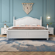 美式家具实木床现代简约白色1.5米主卧单双人床1.8米公主床