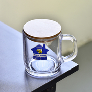 钢化玻璃杯子防摔家用耐热泡茶大容量，扎啤酒牛奶水早餐马克杯带盖