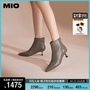 mio米奥2023秋冬尖头细跟瘦瘦靴短靴子，单靴后拉链时装靴女靴