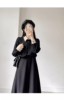 法式假两件气质，高级感显瘦黑色长袖，连衣裙春秋女2024