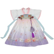 女童刺绣汉服送香k包夏季儿童古装超仙中国风唐装公主裙宝宝连衣