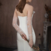 wg100超仙蕾丝花朵珍珠，套袖白色长款婚礼，拍照无指新娘结婚手套