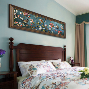 美式卧室挂画房间装饰画高级感手绘油画，中式客厅壁画欧式墙面挂画