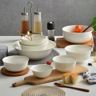 白瓷碗家用米饭碗大汤碗骨瓷面碗吃饭碗单个小碗粥碗碗微波炉餐具