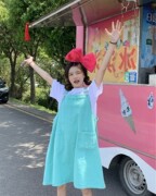 大码女装胖mm2023夏季韩系甜美宽松可爱减龄糖果，色百搭牛仔背带裙