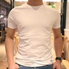 夏季af男短袖t恤圆领纯色半袖体恤af男装，白色打底衫修身经典简约