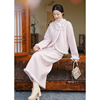 山有色新中式女装原创中国风，盘扣外套粉色，温柔双面羊毛呢半裙套装