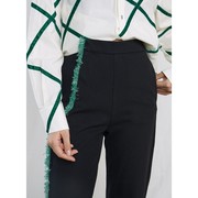 halfmade夹生绿色，拉毛直筒裤不对称铅笔，裤女d2yboutique