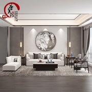 新中式实木c布艺沙发组合轻奢现代酒店别墅样品屋展示中心样板间