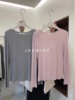 jasmine2024春夏圆领纯色修身显瘦薄款天丝，羊毛t恤女长袖3273