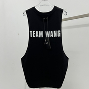 TEAM WANG王嘉尔同款初代字母印花背心男女宽松夏季重磅无袖坎肩