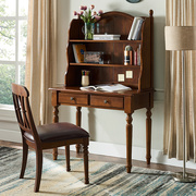 美式实木书桌书架组合卧室电脑桌欧式书柜轻奢写字桌家用桌子