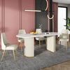 意式轻奢风高档椭圆形岩板餐桌现代简约大理石桌椅组合家用小户型