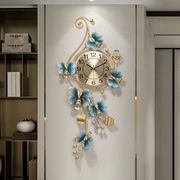家用时尚创意时钟客厅轻奢个性艺术，挂钟新中式t风玄关钟表大气挂