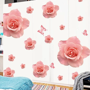 浪漫玫瑰花贴纸卧室墙贴画，客厅婚房床头，衣柜门沙发电视背景墙装饰