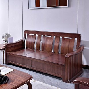 乌金木实木沙发组合客厅家用小户型现代中式沙发夏冬两用储物沙发