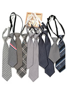 送一纯灰色免打短领带女日系学生学院风休闲基础百搭条纹格子