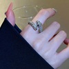 甜酷蛇形戒指女欧美时尚个性嘻哈，微镶闪亮锆石s925银开口食指环潮
