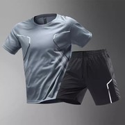 运动套装男跑步速干排汗衣，短袖夏季薄款健身服，休闲篮球训练服装备
