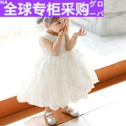 日本韩版儿童公主裙女童晚礼服棉女童宝宝周岁礼服花童连