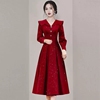 女神范高端(范高端)气质，名媛红色连衣裙2024春装，女装高级感敬酒礼服裙