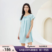 杭州丝绸100%桑蚕丝睡裙女真丝睡衣夏季短袖丝绸家居服孕妇娃娃裙