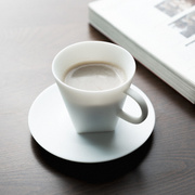 德化羊脂玉白瓷磨砂陶瓷高档小众拉花咖啡杯带碟套装手冲意式杯子