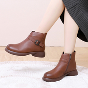 秋冬季时尚百搭英伦风马丁靴橡胶软底舒适瘦瘦靴加绒加厚保暖棉靴