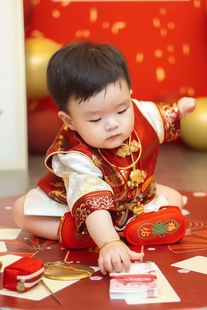 周岁宴礼服男宝中式冠衣唐装，宝宝抓周衣服，一岁婴儿百日宴套装国风