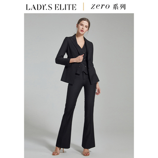 ladyselite钢琴黑戗驳领西装，三件套女2023春季修身显瘦西装