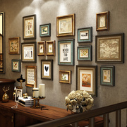 欧式奢华复古实木照片墙挂墙，美式相框墙客厅沙发背景墙创意组合画