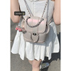 韩国小众双肩包包女式2024潮，时尚链条水桶包学生(包学生)单肩手提背包