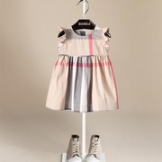 女宝宝连衣裙夏装格子连衣裙韩版女童，网红超洋气小飞袖气质裙