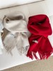100%澳洲羊毛中国红围巾女冬季保暖大红色，披肩本命年新年纯色围脖