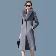品牌高端毛领羊绒，大衣2023冬季大码加厚中老年呢子外套女长款