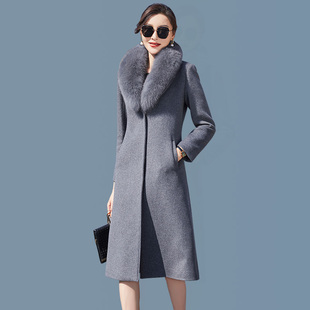 品牌高端毛领羊绒大衣，2023冬季大码加厚中老年，呢子外套女长款