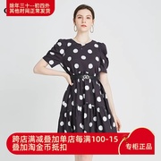 oldcolour2021夏季商场同款气质波点短袖连衣裙女N24101426-1199