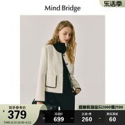 MB MindBridge女士圆领撞色线条小香风夹克春季时尚老钱风短外套