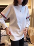 白色长袖T恤女纯棉2024年韩版圆领宽松百搭中长款欧货打底衫上衣