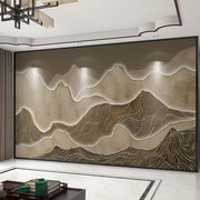 墙纸定制中式3d立体浮雕山水，电视背景墙壁纸客厅，壁布卧室墙布壁画