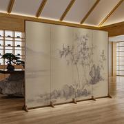 定制中式禅意竹子实木双面，可移动折叠屏风隔断客厅入户玄关免安装