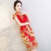 短款中国风结婚礼服，中式回门服女2023敬酒服新娘旗袍夏季红色