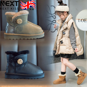 英国nextkiss儿童雪地靴皮毛一体，冬季加绒加厚男童大棉鞋女童鞋