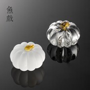 创意南瓜水晶玻璃盖置盖托高端茶宠摆件紫砂壶托功夫茶具茶道配件
