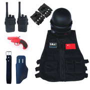 儿童玩具望远镜吃鸡套装小特警警察防弹马甲黑色战术背心头盔