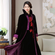 春秋冬紫色风衣潮妈妈原创设计真丝中式披风时尚宽松蚕丝外套