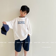 韩国童装24夏~goguma儿童，大童男女宝宝，简约字母宽松九分袖t恤