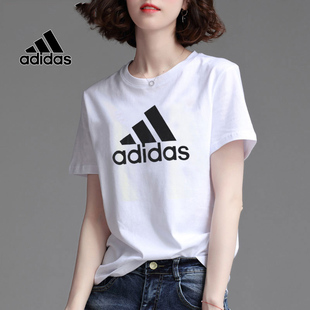 adidas阿迪达斯运动半袖女装短袖，2024春季上衣纯棉情侣t恤女