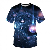夏季短袖T恤宇宙星空3D数码印花男士圆领休闲运动上衣