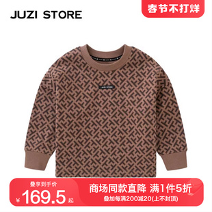 JUZI STORE童装纯棉T恤细腻粗针复古上装长袖套头衫男女童1123001